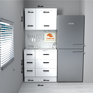 95 Cm Mdf Mutfak Dolabı Yrkn 95 33 Mermerit + Montaj + Nakliye Dahil