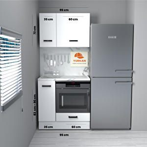 95 Cm Mdf Mutfak Dolabı Yrkn 95 31 Mermerit + Montaj + Nakliye Dahil