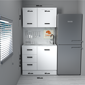 105 Cm Mdf Mutfak Dolabı Yrkn 105 24 Mermerit + Montaj + Nakliye Dahil