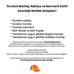 105 Cm Mdf Mutfak Dolabı Yrkn 105 24 Mermerit + Montaj + Nakliye Dahil
