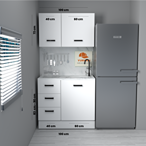 100 Cm Mdf Mutfak Dolabı Yrkn 100 29 Mermerit + Montaj + Nakliye Dahil