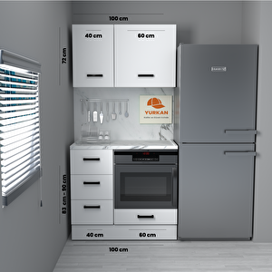 100 Cm Mdf Mutfak Dolabı Yrkn 100 27 Mermerit + Montaj + Nakliye Dahil