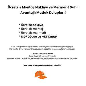 100 Cm Mdf Mutfak Dolabı Yrkn 100 26 Mermerit + Montaj + Nakliye Dahil