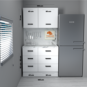 105 Cm Mdf Mutfak Dolabı Yrkn 105 23 Mermerit + Montaj + Nakliye Dahil