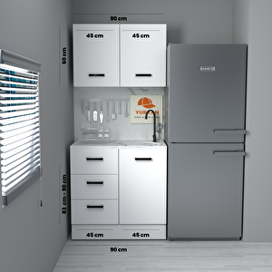 90 Cm Mdf Mutfak Dolabı Yrkn 90 37 Mermerit + Montaj + Nakliye Dahil