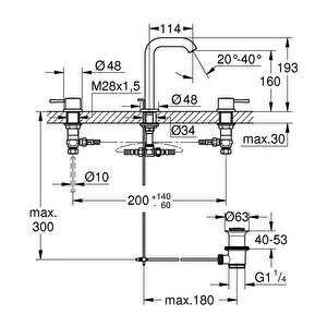 Grohe Essence 3 Delikli Lavabo Bataryası 1/2" M-boyut - 20296al1