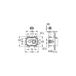 Grohe Rainshower 360 Tepe Duşu İçin İç Gövde 26264001