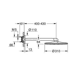 Grohe Rainshower Smartactive 310 Tepe Duşu Seti 430 Mm, 2 Akışlı - 22123kf0