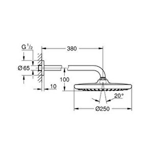 Grohe Tempesta 250 Tepe Duşu Seti 380 Mm, Tek Akışlı - 266682430