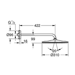 Rainshower Mono 310 Tek Akışlı Tepe Duşu Seti 422 Mm - 26557000