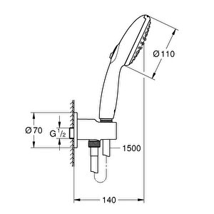 Grohe Tempesta 110 Su Çıkış Dirsekli El Duşu Seti 2 Akışlı Rain, Jet - 26406003