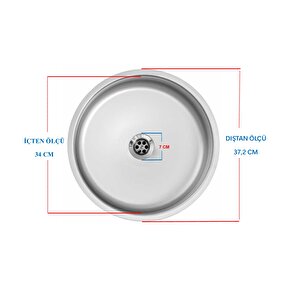 Ege Lüx Yuvarlak Tezgah Altı  Q- 34 Cm  -  430 Kalite Düz  Küçük Kafa Sifon