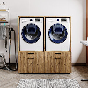 4 Çekmeceli Çamaşır Ve Kurutma Makinesi Dolabı, Banyo Dolabı Atlantik Çam