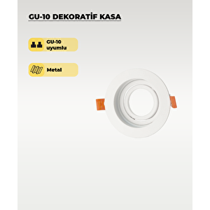 Gu10 Dekoratif Yuvarlak Metal Kasa Beyaz