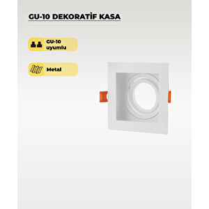 Gu10 Dekoratif Kare Metal Kasa Beyaz