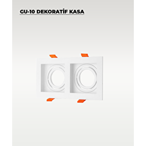 Gu10 Dekoratif İkili Kare Metal Kasa Beyaz