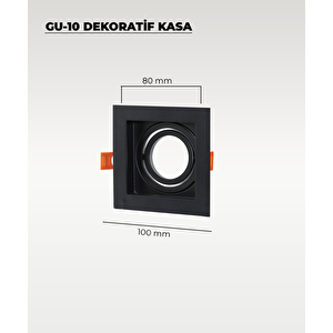 Gu10 Dekoratif Kare Metal Kasa Siyah