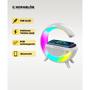 Rgb Ledli Ve Kablosuz Telefon Şarjli Bluetooth G Hoparlör