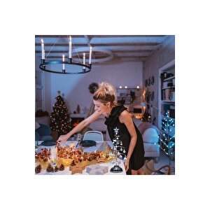 Vip Kali̇te 20 Cm Metal Kri̇stal Sarkitli Yilbaşi Ağaci Beyaz Led Işikli Noel Ağaci Gümüş Çam Ağaci