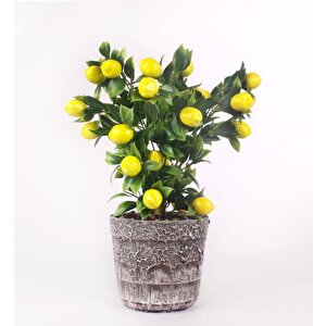 Limon Ağacı Seramik Saksıda Yapay Çiçek