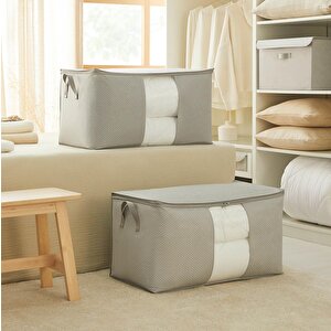 2'li Mega Boy Pvc Pencereli Gri Balıksırtı Hurç Set 75 X 40 X 40 Cm