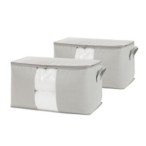 2'li Mega Boy Pvc Pencereli Gri Balıksırtı Hurç Set 75 X 40 X 40 Cm