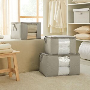 3'lü Pvc Pencereli Gri Balıksırtı Hurç Set 1 Adet 60 X 43 X 35 / 2 Adet 45 X 40 X 30 Cm