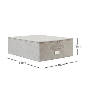 Ocean Home Textile Orta Boy Gri Balıksırtı Destekli Kutu Hurç 45 X 55 X 18 Cm