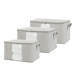 3'lü Pvc Pencereli Gri Balıksırtı Hurç Set