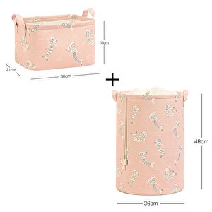2'li Çocuk Odası Deniz Kızı Sepet Set 1 Adet 30 X 21 X 18 / 36 X 48 Cm