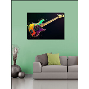 Kanvas Tablo Renkli Bas Gitar Tasarımı 50x70 cm