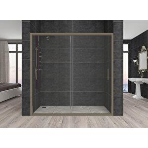 Carmen Temperli 6 Mm Ön Cephe Cam Duşakabin Bronz Profil Şeffaf Cam 132 cm