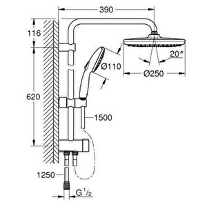 Grohe Tempesta System 250 Duş Sistemi Mat Siyah - 269802431