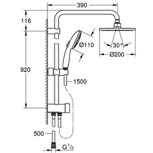 Grohe Tempesta System 200 Duvar Bağlantılı, Divertörlü Duş Sistemi - 26452002