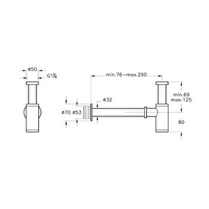 Artema Yuvarlak Lavabo Süzgeci Basmalı Aç Kapa + Vitra Origin Lavabo Sifonu, T Tipi