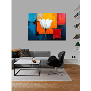 Kanvas Tablo Soyut Beyaz Lale İllüstrasyonu 100x140 cm