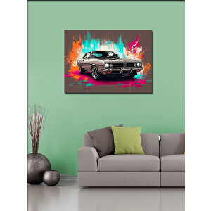 Kanvas Tablo Neon Işıklı Klasik Araba 50x70 cm