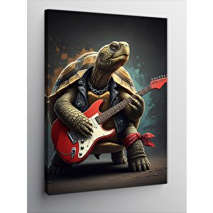 Kanvas Tablo Gitar Çalan Kaplumbağa 50x70 cm