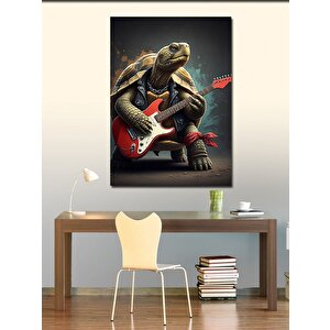 Kanvas Tablo Gitar Çalan Kaplumbağa 50x70 cm