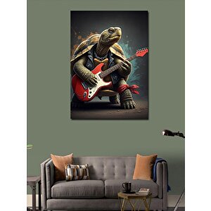 Kanvas Tablo Gitar Çalan Kaplumbağa 100x140 cm