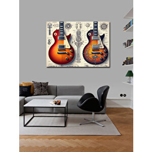 Kanvas Tablo Çift Elektro Gitar Tasarımı 50x70 cm