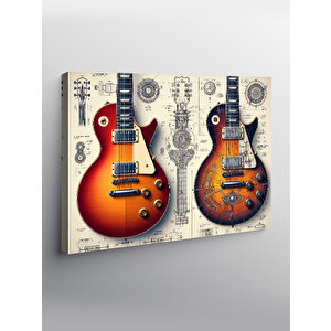 Kanvas Tablo Çift Elektro Gitar Tasarımı 100x140 cm