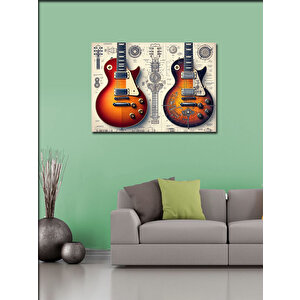 Kanvas Tablo Çift Elektro Gitar Tasarımı 100x140 cm