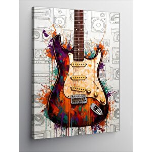 Kanvas Tablo Renkli Elektro Gitar 50x70 cm