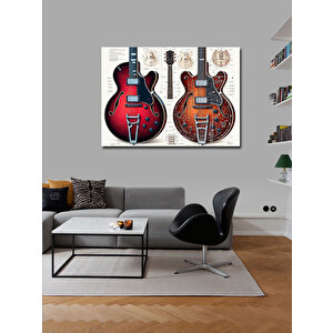 Kanvas Tablo Çift Elektro Gitar Tasarımı 100x140 cm