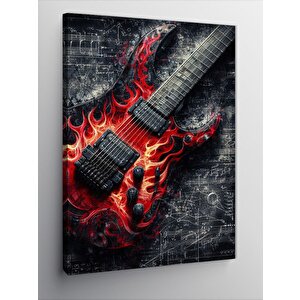 Kanvas Tablo Alevli Elektro Gitar 70x100 cm