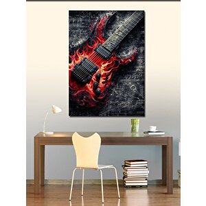Kanvas Tablo Alevli Elektro Gitar 70x100 cm