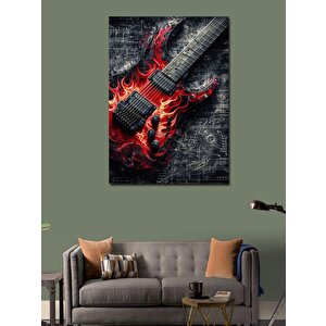 Kanvas Tablo Alevli Elektro Gitar 70x100 cm