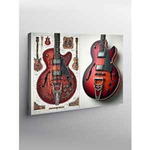 Kanvas Tablo Çift Elektro Gitar Tasarımı 70x100 cm