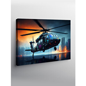 Kanvas Tablo Şehirde Helikopter Uçuşu 50x70 cm